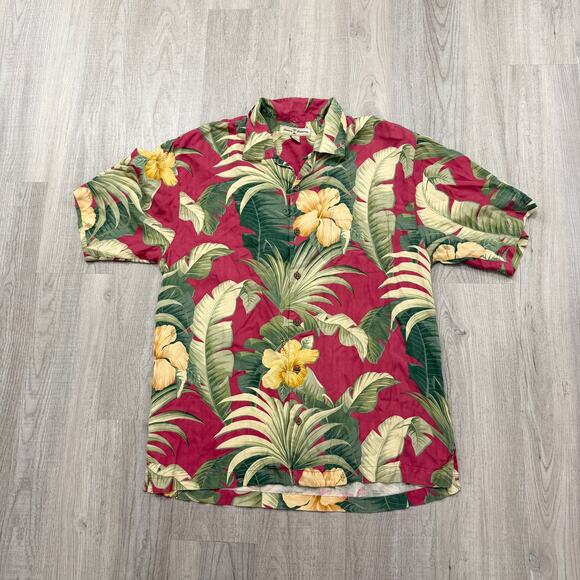 Tommy Bahama Hawaiian Shirt Men's Medium Floral Silk Loop Camp All Over Print - Picture 1 of 8
